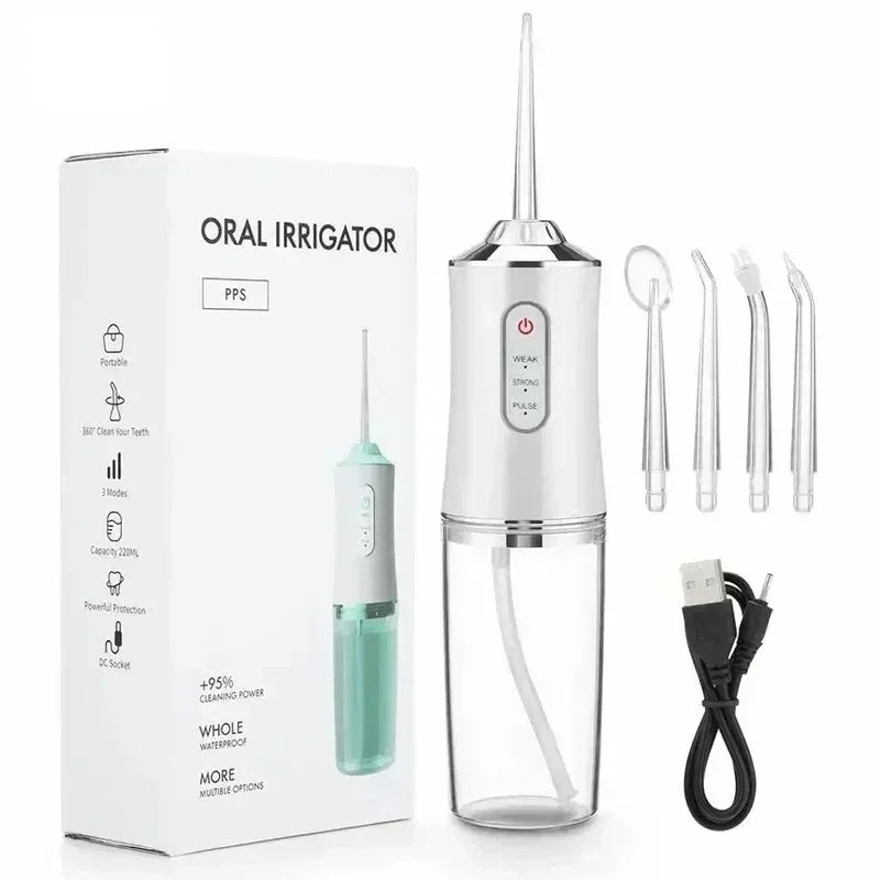 Irrigador Oral Portátil de Alta Pressão AquaJet + Kit de Acessórios Grátis