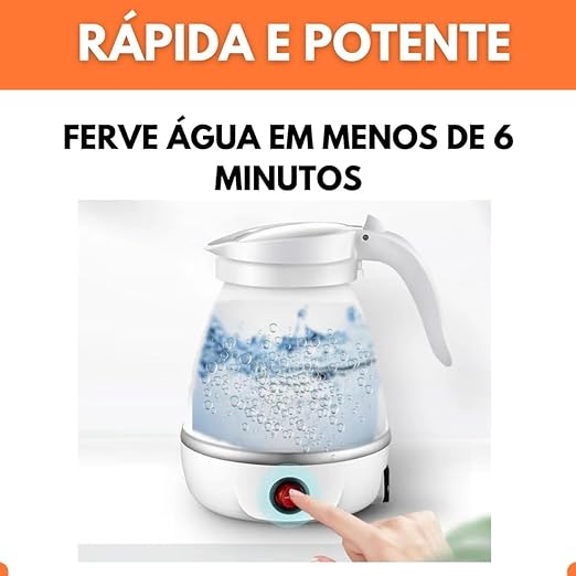 CompactaFlex - Chaleira Elétrica Portátil Dobrável em Silicone 600ml