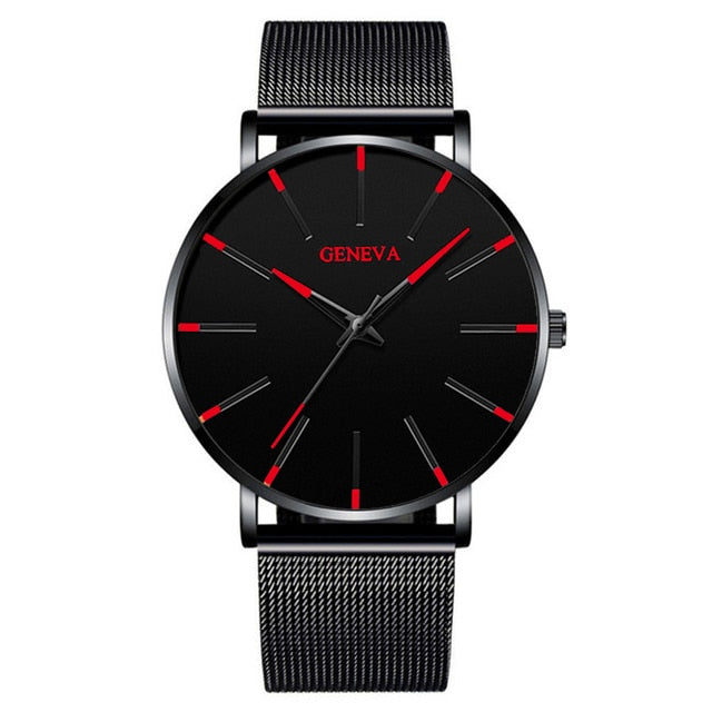 Relógio Masculino Minimalista com Pulseira em Aço Inox